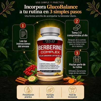 GlucoBalance™ – Berberina Complex para Recuperar el Control de tu Día | 60 cápsulas