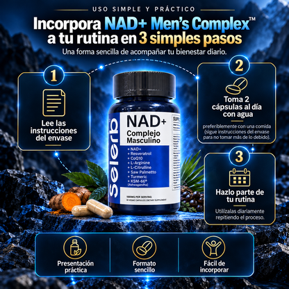 NAD+ Men’s Complex™ – Energía, Vitalidad y Rendimiento Masculino | 60 Cápsulas