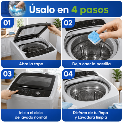 ✨ Clean Home - Pastillas Limpiadoras Para Lavadoras - Adiós Mal Olor y Suciedad - 2x1 HOY
