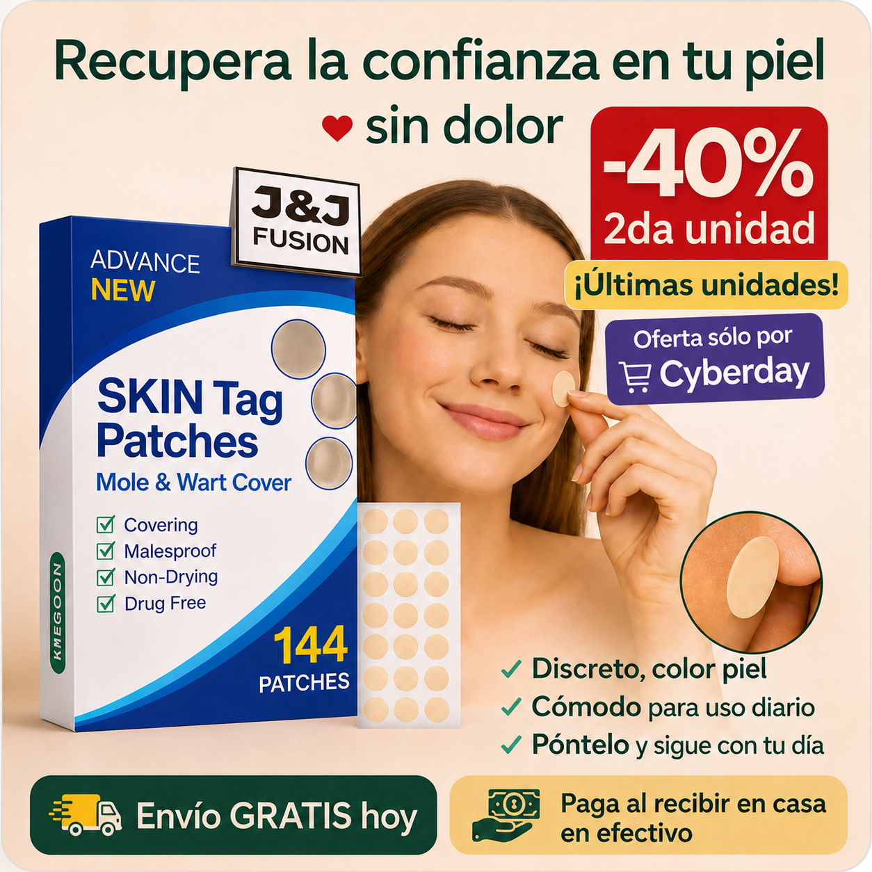 SkinClean - Parches Para Verrugas y Lunares - Tratamiento mensual✨