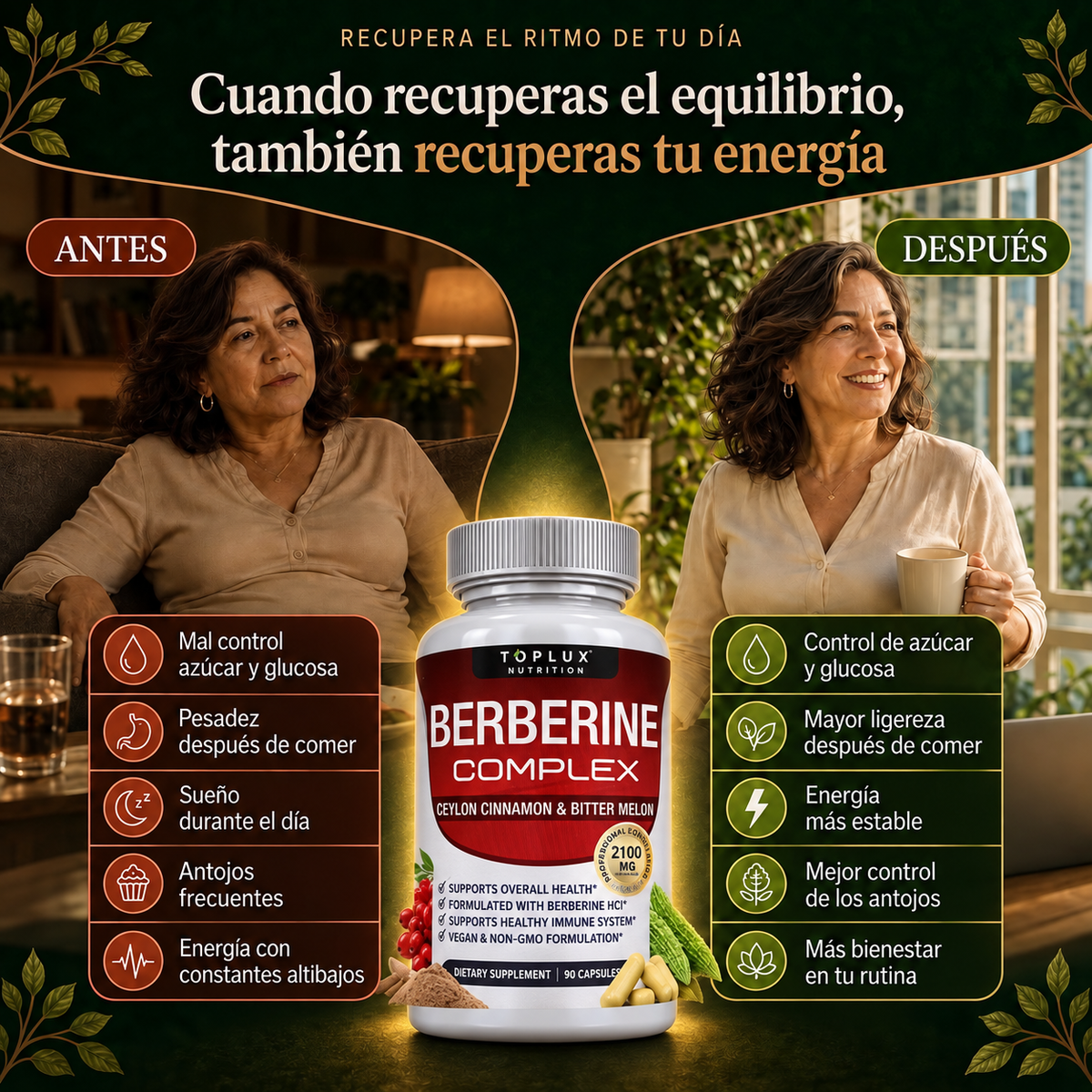 GlucoBalance™ – Berberina Complex para Recuperar el Control de tu Día | 60 cápsulas