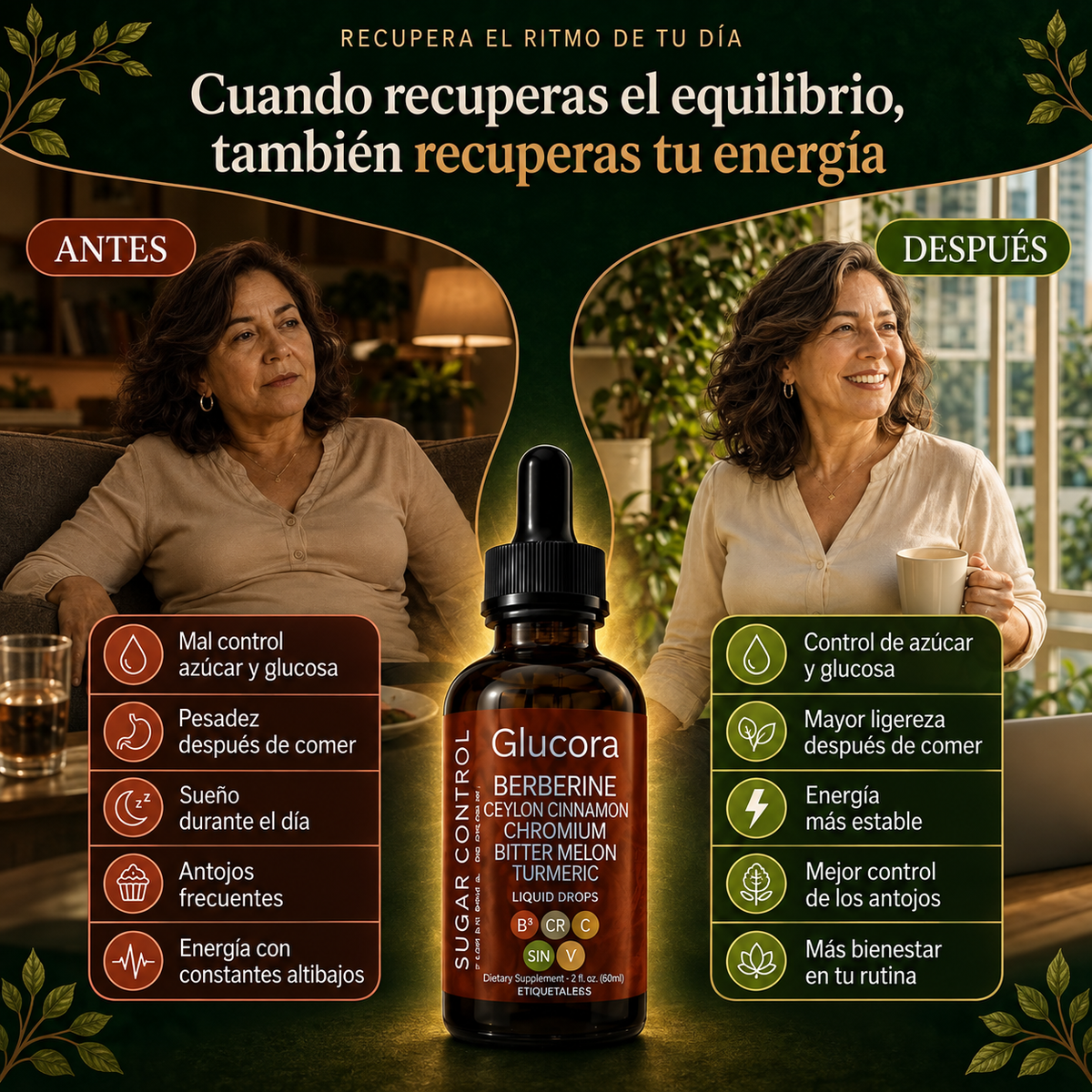 Glucora Berberina™ – Gotas Líquidas para Recuperar el Control de tu Día | 30ml