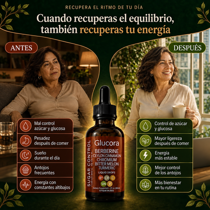 Glucora Berberina™ – Gotas Líquidas para Recuperar el Control de tu Día | 30ml