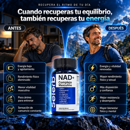 NAD+ Men’s Complex™ – Energía, Vitalidad y Rendimiento Masculino | 60 Cápsulas