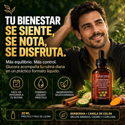 Glucora Berberina™ – Gotas Líquidas para Recuperar el Control de tu Día | 30ml