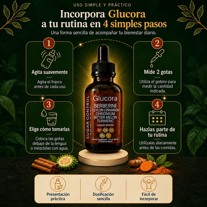 Glucora Berberina™ – Gotas Líquidas para Recuperar el Control de tu Día | 30ml