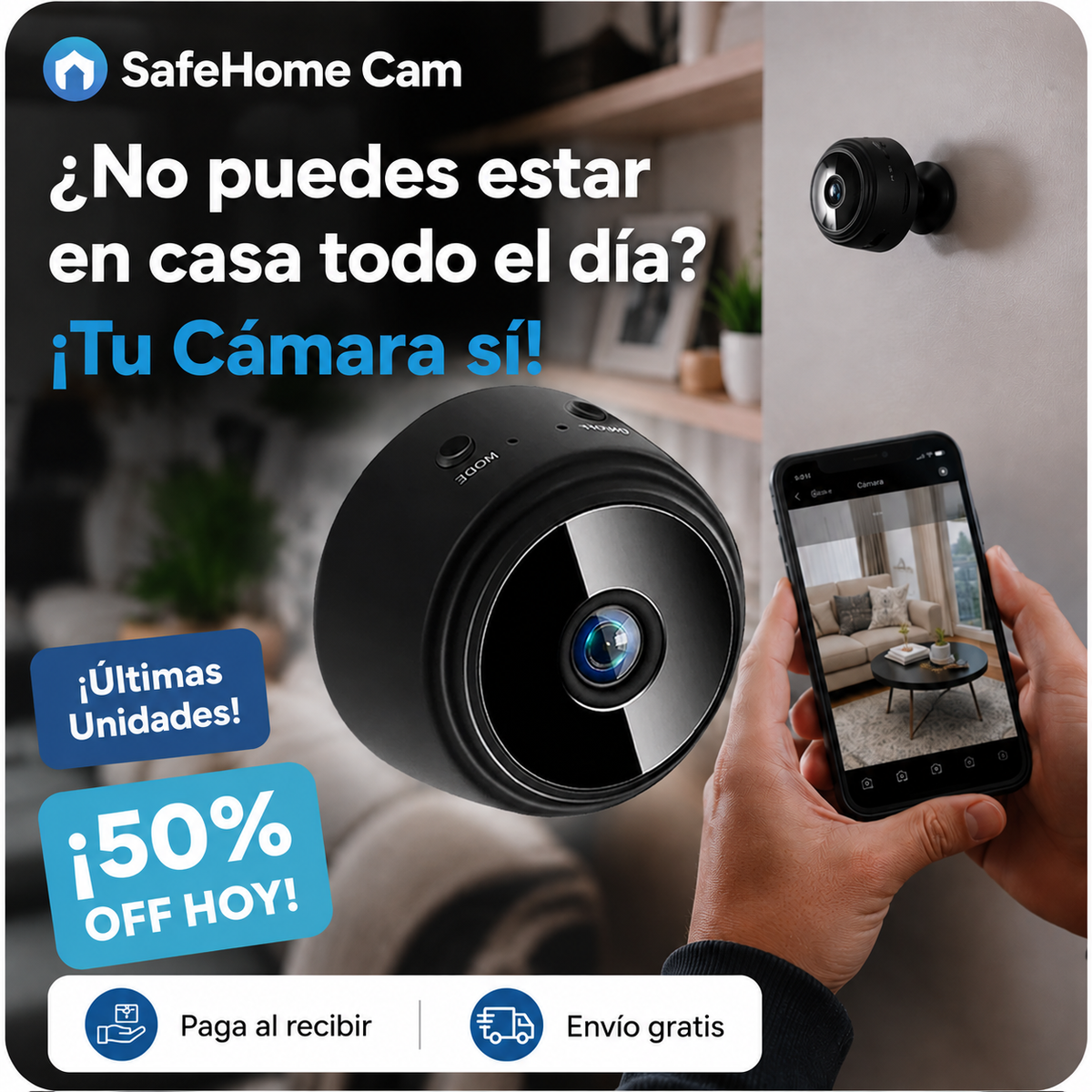🎥 SafeHome Cam - Cámara De Seguridad HD WIFI Inteligente Para El Hogar