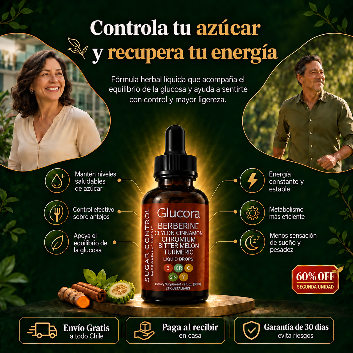 Glucora Berberina™ – Gotas Líquidas para Recuperar el Control de tu Día | 30ml