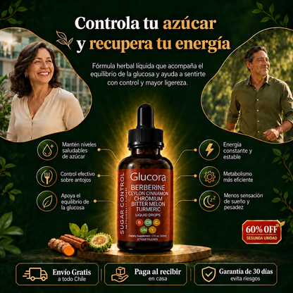 Glucora Berberina™ – Gotas Líquidas para Recuperar el Control de tu Día | 30ml