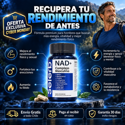 NAD+ Men’s Complex™ – Energía, Vitalidad y Rendimiento Masculino | 60 Cápsulas