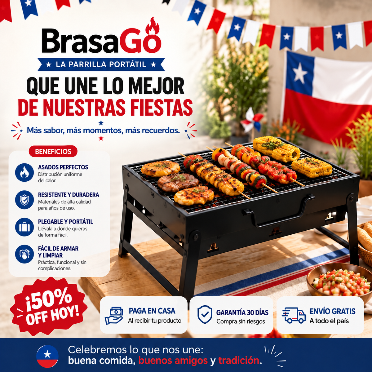 BrasaGo™ | La Parrilla Portátil que Va Contigo